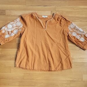 Madewell Embroidered Sleeve Blouse